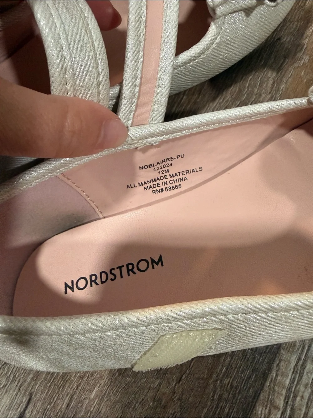 Nordstrom Toddler Girls Mary Jane Sparkle Flat Shoes – Silver/Ivory Size 12